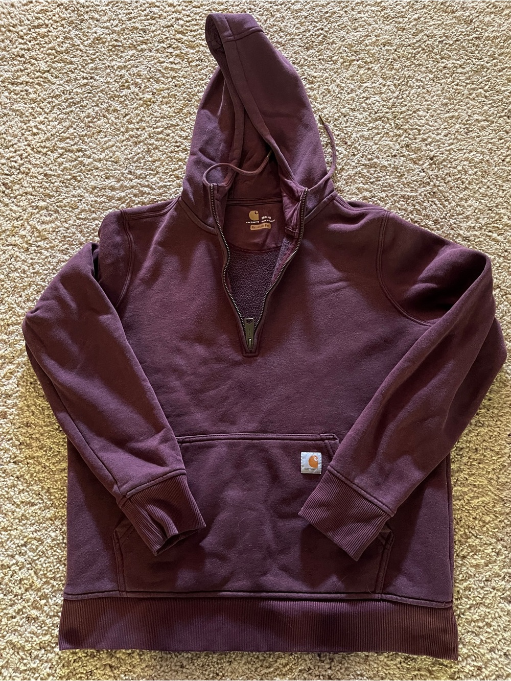 Carhartt Men's Deep Maroon Quarter-Zip Hooded Sweatshirt